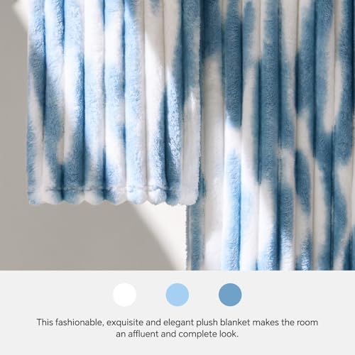 Image of BEDELITE Ribbed Twin Blanket for Couch & Bed, Blue&White, 60 inchx80 inch | Ultra-Soft Plush Fleece, Cozy, Warm Yet Lightweight, Ribbed Texture, Home Decor, Machine Washable, Giftable, All-Season Use