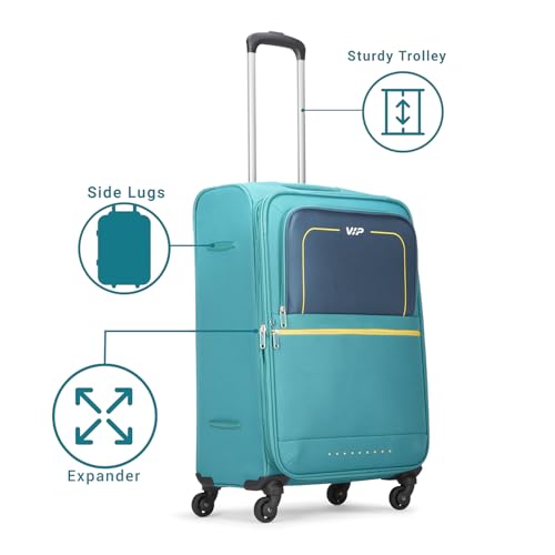 Image of VIP Evolve - S03 Set of 3 (Cabin+Medium+Large) Trolley Bag, Cm | TSA | 8 Wheels | 3 Year International Warranty | Teal Blue & Three Grey Skybags Duffle Bags