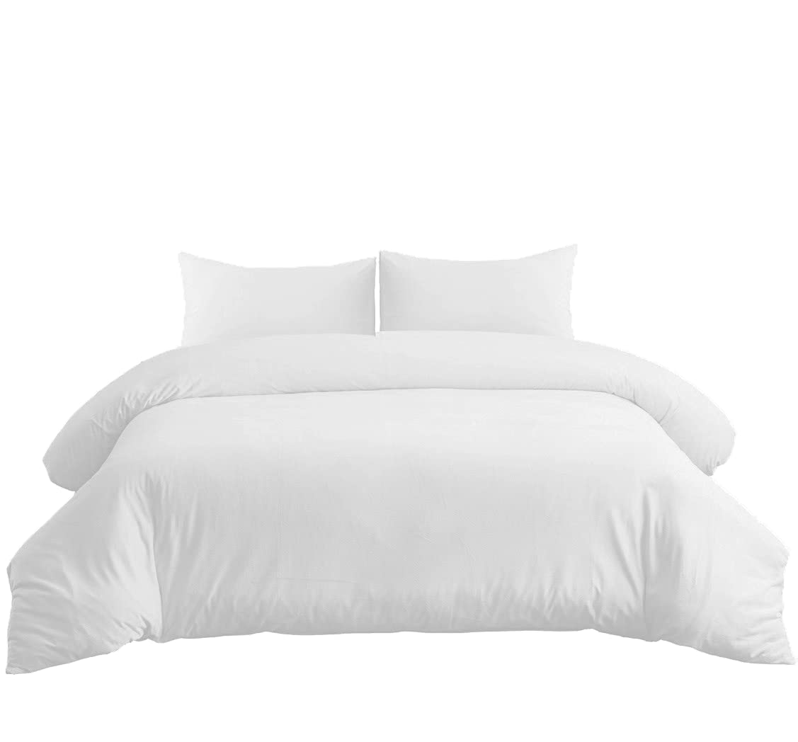 Crescent Collection 300 Thread Count 100% Pure Egyptian Cotton Duvet Cover With Pillowcase Bedding Set (White, Single: 135x200cm) - Image 3