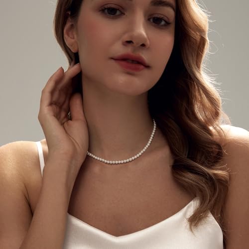 Image of Zeffy Pearl Necklace 4MM /6MM /8MM Dainty Round Imitation Pearl Choker Necklace Wedding Pearl Necklace Delicate Jewelry for Women Simple Bridesmaid Jewelry Gifts