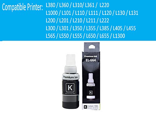 Image of RC Print Ink for EPSON L220, L361, L310, L565, L1300, L360, L380, L405, L365, L485,L130 (Pack of 1 Black 70ml)