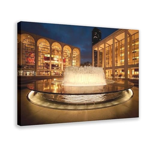 Lincoln Center Fountain in New York Décor for Home & Office Ation I POSTER Or CANVAS READY to Hang Canvas Poster Wall Art Prints Room Aesthetic Murals Bedroom And Living Decorations Frame 20x30i