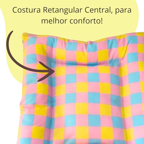 Colchonete PET Cachorro Gato Confortável Caminha Lavável Tamanhos P M G - XADREZ ROSA (Médio)