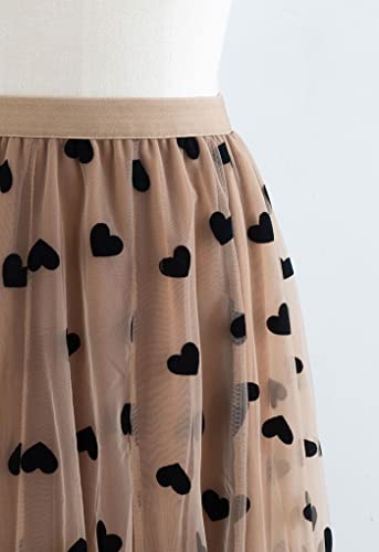 CHICWISH Women's 3D Heart Double-Layered Mesh Tulle Maxi Skirt2