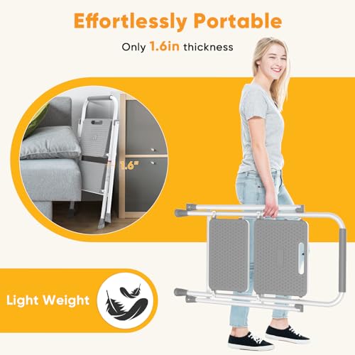 NEWBULIG 2 Step Ladder, Foldable Step Ladder with Safety Lock, Lightweight Portable Steel Step Stool with Anti-Slip Rubber Feet,for Home Office Garage, GRAP by NEWBULIG - Image 5
