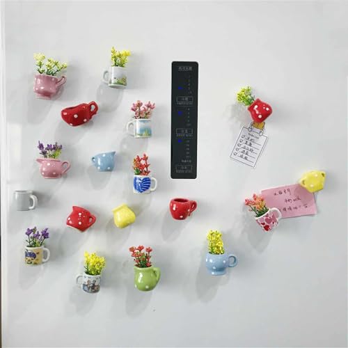 Imanes decorativos para refrigerador planta 3D 6 unidades miniatura 3