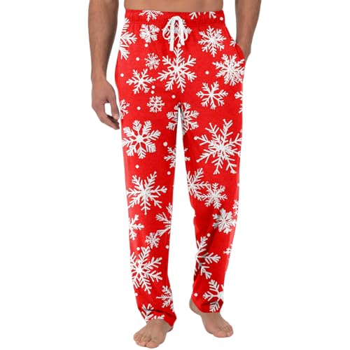 Mens Pajama Pants,Drawstring Christma Pj Pants Relaxed Fit Comfortable Elastic Bottoms With Pockets, M-3XL