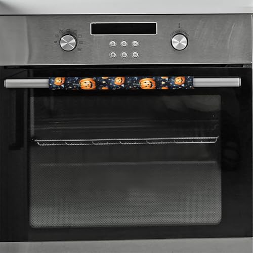 Image of Pardick Halloween Refrigerator Door Handle Covers Set of 2, Pumpkin Fridge Handle Covers Appliance Handle Covers Protector for Microwave Oven Stove Dishwasher, Keep Your Kitchen Appliance Clean