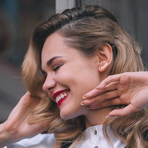 925 Sterling Silver Ear Crawler Earrings Leaf Star Heart Ear Climber Earrings Hypoallergenic Stud Earrings for Women Cartilage Jewelry4