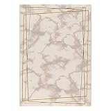 Mynes Home Teppich/pflegeleichter Teppich 3D Effekt/Teppich Wohnzimmer/Teppich Schlafzimmer/Teppich Esszimmer/Öko-Tex-100… (Lara 802 Grau-Beige, 80 x 150 cm)