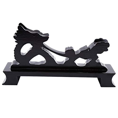 Walfront 1Pc Black Chinese Dragon Shaped Wooden Sword Holder Table Stand Small Japanese Ninja Samurai Katana Master Sword Knife Display Holder #TOP5