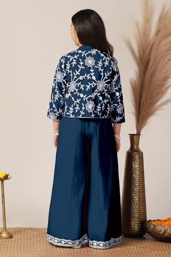 Image of Fashion Dream Girl's Silk Blend Ethnic Top and Palazzo Set |Kids Salwar Suit Set|Indo Western Set