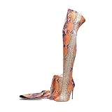 ☆ PERFEKTES DESIGN: Damen-Overknee-Stiefel sind mit eleganten und modischen Zehenkappen und sexy Sohlen ausgestattet. Kann die Körperproportionen verlängern, die Beine schlanker und attraktiver machen und den Körper größer machen