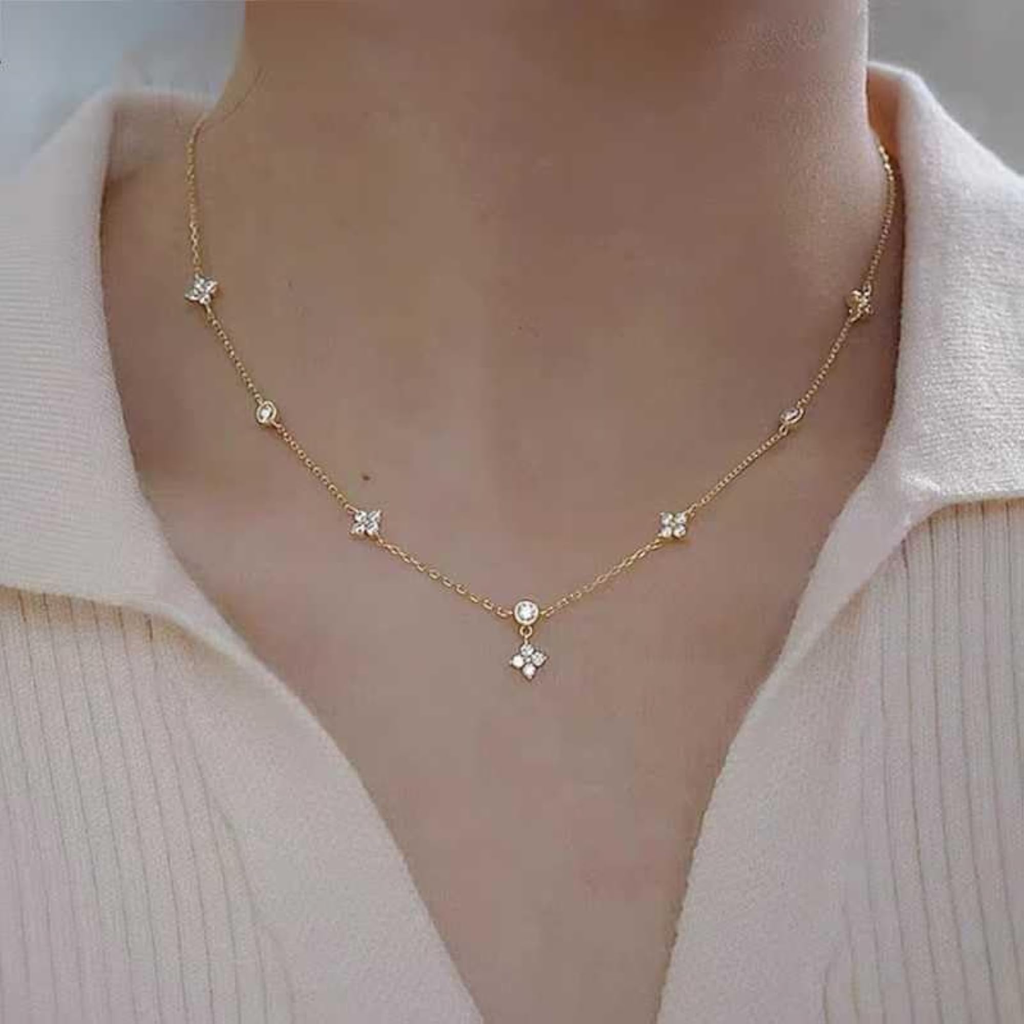 Sparkling Cubic Zirconia Flower Pendant Necklace