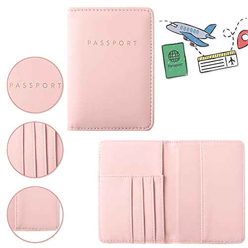 2 Pieces Bridal Passport Covers Holder Travel Wallet Passport Case (Pink And Black) #TOP2