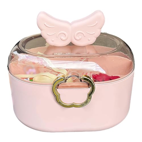 GOTOTOP Jewelry Organizer Box,Hair Accessories Organizer for Girls Headbands with Layered Partitioned Design for Hair Accessories and Small Items (Pink)