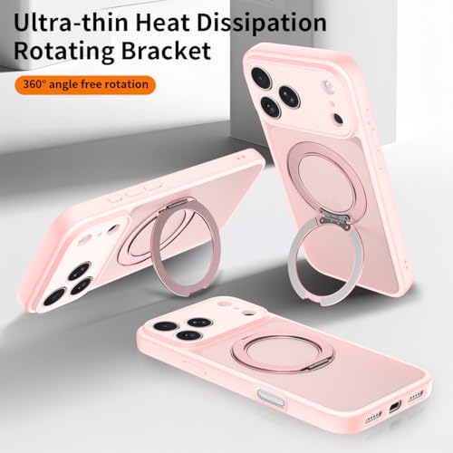 Image of Magnetic Case for iPhone 17 Pro Max With Magnetic Ring Stand, [Compatible with Magsafe] [Military Grade Drop Protection] Shockproof Phone Cover for iPhone 17 Pro Max Full Camera Protection 6.9 inch Pink