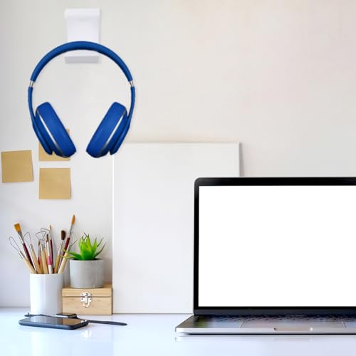 VICASKY 2 piezas soporte para auriculares acrílico blanco y gancho adhesivo para escritorio para almacenamiento y gestión de cables en oficina y hogar miniatura 4