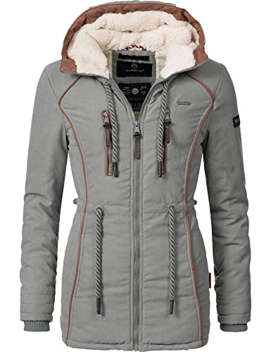 Preisvergleich Produktbild Marikoo Damen Winter Jacke Wintermantel Maiglöckchen Grau Gr. XL
