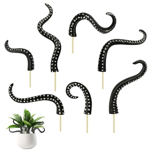 7Pcs Octopus Tentacle Plant Stakes Black Octopus Decoration Octopus Lamp Weird Home Octopus Decor Supplies Luminous Decoration at Night Octopus Decor for Potted Plants Indoors and Outdoors
