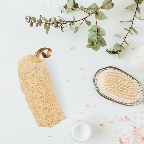 Image of Midazzle Natural Bath Loofah Scrubber - Premium Exfoliating Body Scrubber for Deep Cleansing, High-Lather Foam, Gentle Skin Renewal, Improved Circulation, and Refreshing Bath Experience (MIOL6101)