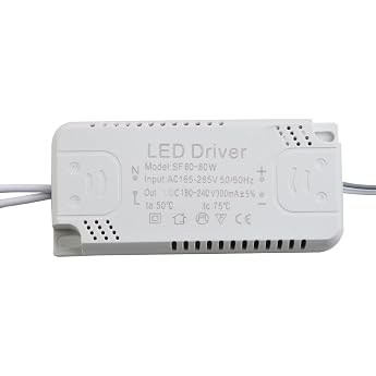 LED Driver Adapter for Ceiling Lights and Panel Light AC 165-265 V Power Supply with Short Circuit and Overheating Protection for Spotlights and DIY Lighting 60-80 W