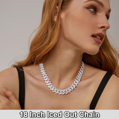 Image of Ucciyo 20MM Cuban Link Chain for Men Iced Out Miami Cuban Necklace 18k Gold Plated 5A+ Zicron 10MM /12MM /14MM /20MM Iced Out Chain Gold /Silver Bling Luxury Hip Hop Jewelry For Women Men