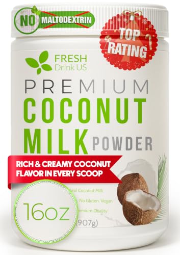 FreshDrinkUS, Premium Coconut Milk Powder 16oz, Creamy &amp; Rich Coconut Flavor, Great for Cooking, Baking, Smoothies &amp; Drinks – Gluten-Free, Dairy-Free, Vegan-Friendly