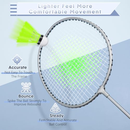 Image of 12 Pack Badminton Rackets Set Including Badminton Racquets, Nylon Shuttlecocks and Carry Bag for Outdoor Backyard Games Beginners