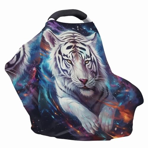 Image of ZFRXIGN White Tiger Car Seat Covers Baby Infant Car Seat Canopy Boys Girls Baby Carrier Covers for Newborn Carseat /Stroller /Shopping Cart /High Chair Galaxy