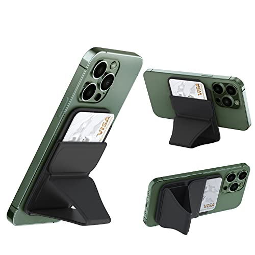 Smart Fold Magnetic Wallet Kartenhalter Entwickelt für MagSafe 3 Karten mit Ständer Kompatibel mit iPhone 13/13 Pro/13 Pro Max/12/12 Pro/12 Pro Max, Nicht für iPhone Mini, Schwarz (Schwarz) Cover