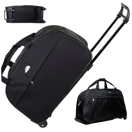 Borsone Con Rotelle Con Ruote, Borsone In Tessuto Impermeabile Con Ruote E Maniglia Per Viaggi Da Donna E Da Uomo, Nero