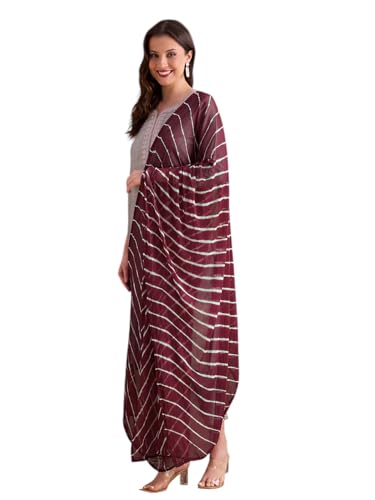 Image of DUPATTA BAZAAR Women's Leharia Dupatta with Pom Pom Lace