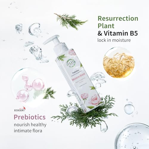 Image of HH Herb & Health Prebiotics Feminine Wash for Women, Moisture Boost, pH3.6 Cleanser with Botanical Extracts, Hydrating Intimate Care for Odor, Dry Skin, Rose Scent