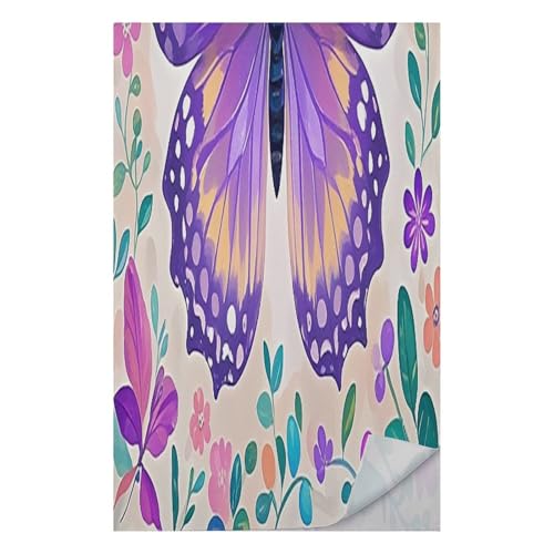 AQRJLPM Cute Purple Butterfly Quick Dry Towel Cold Fabric Workout Sweat Towels Highly Absorbing Odor-Free Travel Towel for Hot Yoga Tennis Running Exercise Working Out Camping