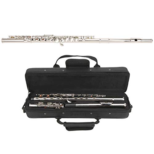 Flauta de concierto, flauta de llave cerrada generosa de plata, de moda para músicos de flauta(Silver)