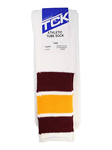 Image of TCK Retro Tube Socks with Stripes for Men & Women - 3 Stripe, 70's 80's Deadlift Socks