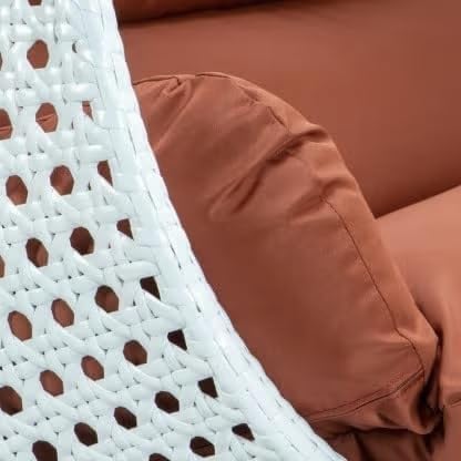 Image of Double Seater Hammock Swing Chair with Stand & Cushion | Heavy Duty Powder Coated Steel Frame | Outdoor Indoor Hanging Swing for Patio Balcony Garden Terrace Living Room (White-Maroon)