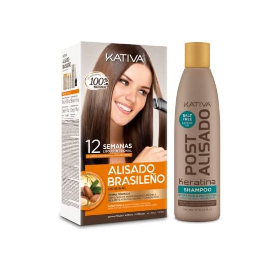 Kativa Pack Ahorro Kit Alisado Brasileño com Champú Post Alisado - Tratamiento Alisado Profesional En Casa - Hasta 12 Semanas de Duración - Alisado Keratina