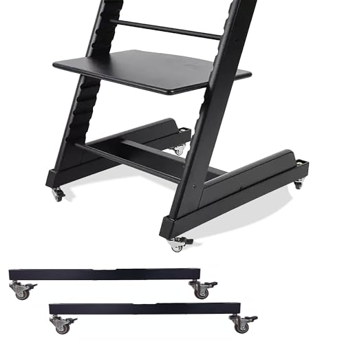 Image of High Chair Wheels - Universal Swivel Casters for Stokke Tripp Trapp | Enhance Mobility & Convenience with 360 Silent Wheels, Safety Locks & No-Scratch Design, No-Drill Installation -Black
