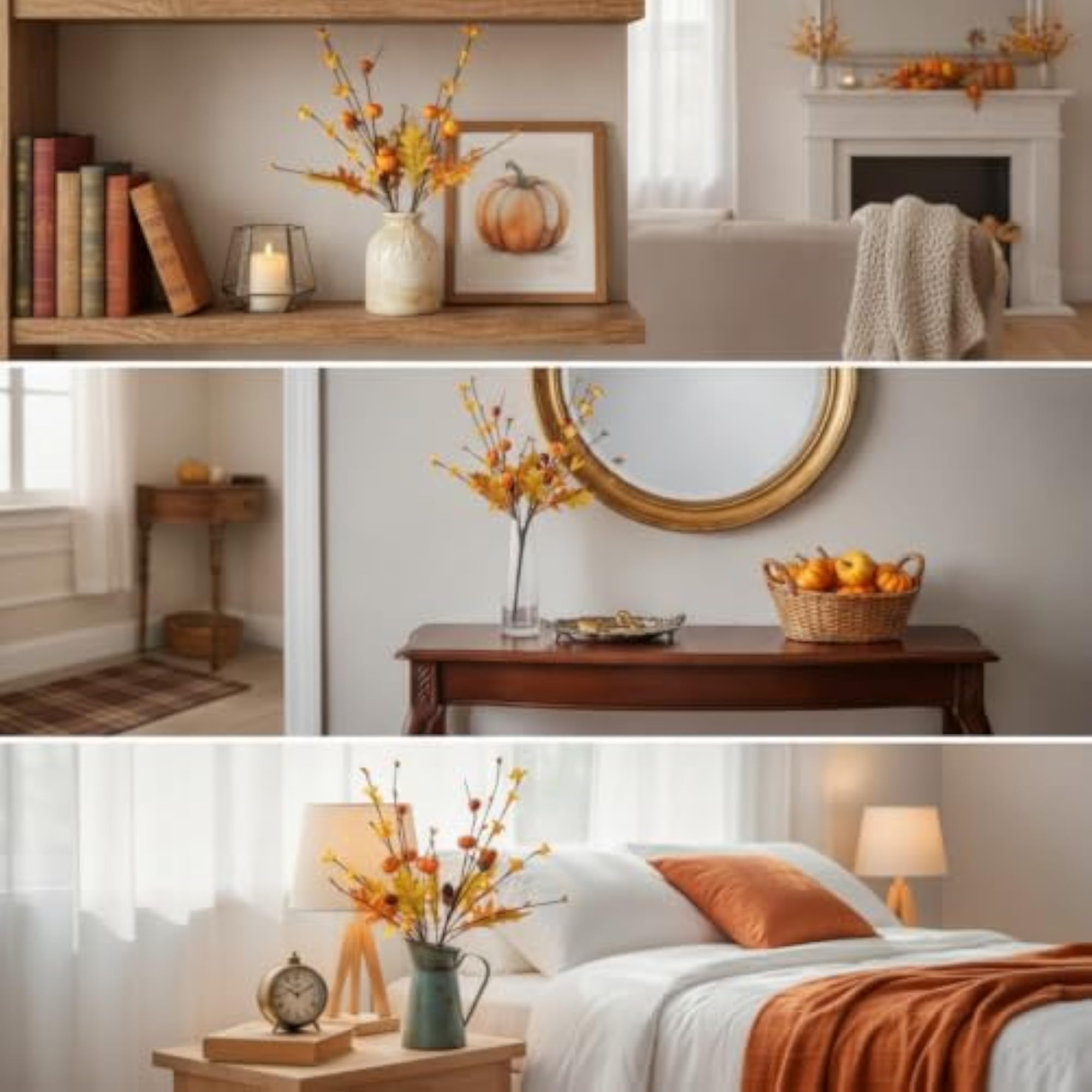Harvest-Style Autumn Spray with Mini Pumpkins, Decorative Spray