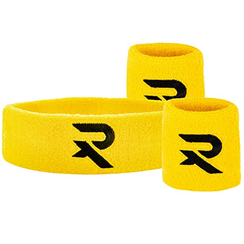Raquex Wristband and Headband Set, Snug Fit Exercise Band, Cotton Sweat Bands for Men and Women