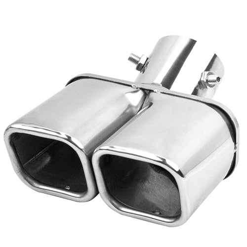 Catekro Embout d'Échappement Double Sortie Courbée, Sortie d'Échappement Voiture 38-54mm Universel Réglable à Visser Voiture En Acier Inoxydable Robuste...