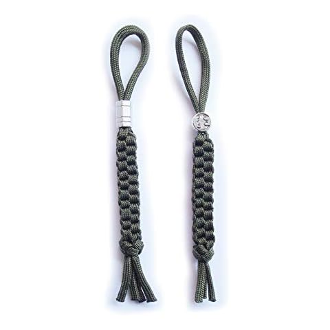 Army Green Paracord Braided Knife Lanyard or Replacement Line for Outdoor Survival, Camping, Emergency and Every Day Use.Pack 2 pcs Cover
