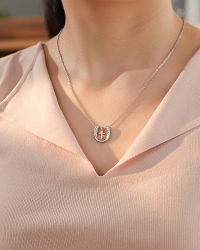 Shonyin Cross Horseshoe Necklace Teen Girls Women Trendy Stuff Christian Religious Gift, Symbolizes Hope, Love, Good Luck, Protection, Fortune4