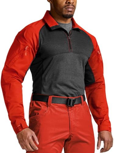 Image of CQR Men's Tactical Combat Shirt, 1 /4 Zip Long Sleeve Breathable Military BDU Training Top for Shooting, Hunting, Range Use
