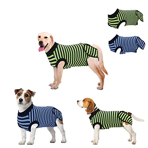 HYLYUN 2 Stück Erholungsanzug für Hundebody Nach Op, Halskrause Hund Alternative, Anti-Lecken, WundschutzAllergien, Atmungsaktiv Chirurgenanzug für Große Mittlere Hunde Cover