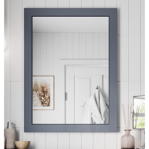 Artis® 600 x 800mm Bathroom Mirror Gloss Grey Wood Framed Vanity Mirrors Wall Mounted Mirrored, Rectangular