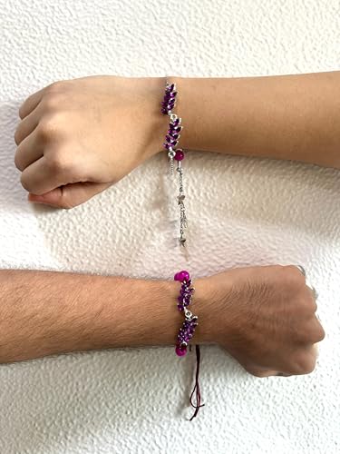 Image of Mahi Rakhi for Brother and Bhabhi with Studded Crystals and Tassels (PARCOL1105521PR)
