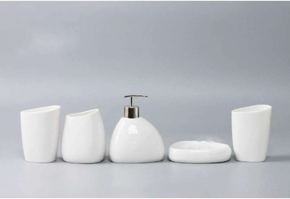 Set da Bagno in Ceramica per Bagno Accessori da Bagno Kit da Bagno Semplice in Ceramica Bianca da 6 Pezzi Set da Bagno Kit da Bagno